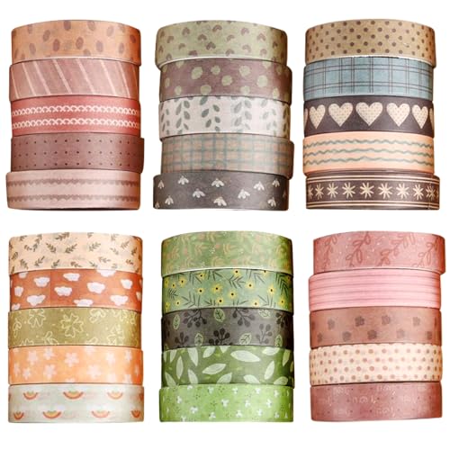 JSTHHTT 30 Rollen Washi Tape Set, Masking Tape Dekoratives, Washi Klebeband Set, für Kunst, DIY Handwerk, Bullet Journals, Planer, Scrapbooking, Verpackung (Rainbow Forests) von JSTHHTT