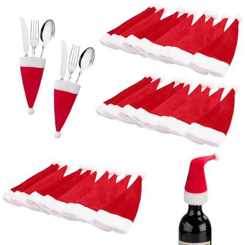 JSTHHTT 30 Stück Weihnachtsdeko Nikolausmütze Klein, Mini Weihnachtsmütze Deko, Weihnachten Bestecktasche für Tischdekoration, Weihnachten Weinflasche Abdeckung, Mini Mützen Zum Basteln JSTHHTT 30 Stück Weihnachtsdeko Nikolausmütze Klein, Mini Weihnachtsmütze Deko, Weihnachten Bestecktasche für Tischdekoration, Weihnachten Weinflasche Abdeckung, Mini Mützen Zum Basteln von JSTHHTT