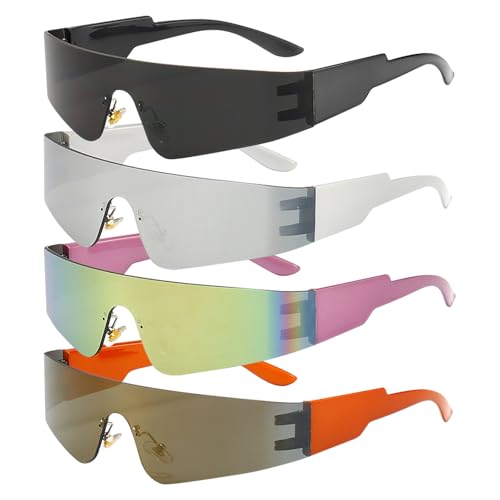 JSTHHTT 4 Stück Partybrille Rave Randlose Y2k Sonnenbrille, Sonnenbrille für Damen Herren, Brille Lustig, für Konzert, Bar, DJ, Nachtleben, Versammlungen, Verkleidung JSTHHTT 4 Stück Partybrille Rave Randlose Y2k Sonnenbrille, Sonnenbrille für Damen Herren, Brille Lustig, für Konzert, Bar, DJ, Nachtleben, Versammlungen, Verkleidung von JSTHHTT