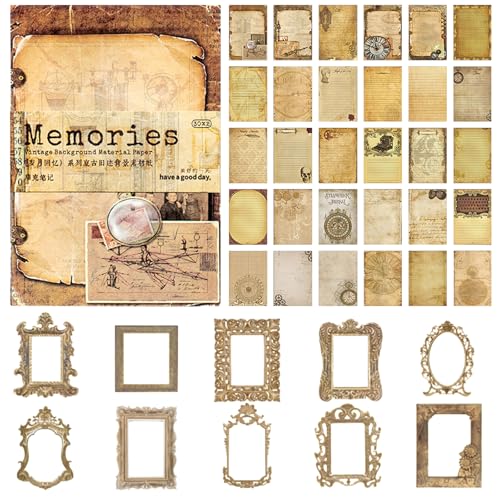JSTHHTT 60 Blätter Vintage Scrapbooking Papier, 10 Blätter Fotorahmen Scrapbooking Karte Deko, Scrapbook Zubehör, Altes Papier mit Viele Muster, für Tagebuch Notizbuch DIY Kunst und Handwerk JSTHHTT 60 Blätter Vintage Scrapbooking Papier, 10 Blätter Fotorahmen Scrapbooking Karte Deko, Scrapbook Zubehör, Altes Papier mit Viele Muster, für Tagebuch Notizbuch DIY Kunst und Handwerk von JSTHHTT
