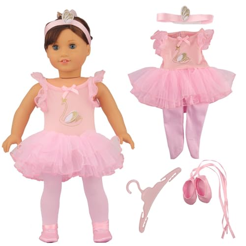 JSTHHTT Puppenkleidungsset, Puppenballettkostüm Anzug, Kleidung Outfits für Baby Puppen, Puppenkleidung Zubehör, fur 14–18 Zoll Mädchen Puppe Rosa von JSTHHTT