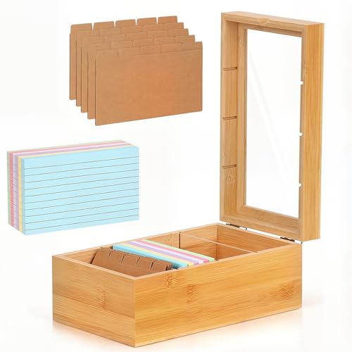 A8 Karteikarten Box Karteikasten Holz mit Deckel 25.4 * 15 * 10cm Vokabelbox mit 300 Stück Karten Karteikartenbox Karteibox für Vokabeln zum Büro Schulen A8 Karteikarten Box Karteikasten Holz mit Deckel 25.4 * 15 * 10cm Vokabelbox mit 300 Stück Karten Karteikartenbox Karteibox für Vokabeln zum Büro Schulen von JSUOEO