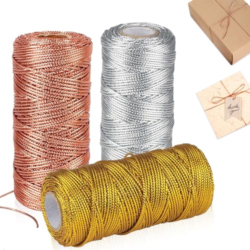 Kordelband, Gold Kordel 1,5mm Geschenkband 3x100m Schnüre Band Metallisch Schnur Schnüre Metallisch für DIY-Kunsthandwerk Kordel Weihnachten Hochzeitsdekoration Kordelband, Gold Kordel 1,5mm Geschenkband 3x100m Schnüre Band Metallisch Schnur Schnüre Metallisch für DIY-Kunsthandwerk Kordel Weihnachten Hochzeitsdekoration von JSUOEO