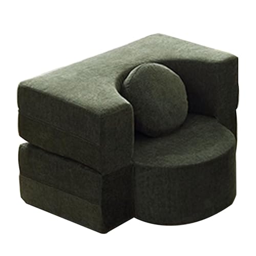 JSWHYBD Cordcouch 1–2 M Umwandelbares Schlafsofa Knitteriger Webstoff + Hochdichter Memory-Schaum Mit Runden Kissen Dick Und Verschleißfest Geeignet for Wohnzimmer und Schlafzimmer(Green,1m) von JSWHYBD