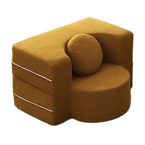 JSWHYBD Cordcouch 1–2 M Umwandelbares Schlafsofa Knitteriger Webstoff + Hochdichter Memory-Schaum Mit Runden Kissen Dick Und Verschleißfest Geeignet for Wohnzimmer und Schlafzimmer(Turmeric,1m) von JSWHYBD