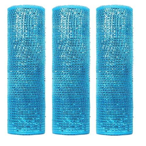 JStnana Deko-Mesh-Band zum Basteln, 25,4 cm x 9,4 m pro Rolle, Deluxe-blaue Metallfolie, Netzband, Rollen für Weihnachtsbaum, Frühlingskranz, Girlande, Schleifen, Geschenkverpackungen, Basteln, 3 JStnana Deko-Mesh-Band zum Basteln, 25,4 cm x 9,4 m pro Rolle, Deluxe-blaue Metallfolie, Netzband, Rollen für Weihnachtsbaum, Frühlingskranz, Girlande, Schleifen, Geschenkverpackungen, Basteln, 3 von JStnana