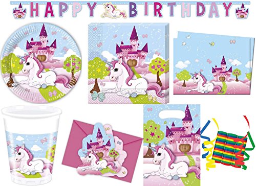 Einhorn Pferd 53-teiliges Kindergeburtstag Party Deko Set Premium Motto Fete Feier 8 Teller, 8 Becher, 20 Servietten, Tischdecke, 6 Einladungskarten, 6 Partytüten, 1 Partykette, 3 Rollen Luftschlangen Einhorn Pferd 53-teiliges Kindergeburtstag Party Deko Set Premium Motto Fete Feier 8 Teller, 8 Becher, 20 Servietten, Tischdecke, 6 Einladungskarten, 6 Partytüten, 1 Partykette, 3 Rollen Luftschlangen von JT-Lizenzen