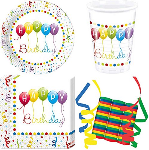 JT-Lizenzen Happy Birthday Luftschlangen 39-teiliges Geburtstag Party Deko Set Basis Motto Fete Feier 8 Teller, 8 Becher, 20 Servietten, 3 Rollen Luftschlangen JT-Lizenzen Happy Birthday Luftschlangen 39-teiliges Geburtstag Party Deko Set Basis Motto Fete Feier 8 Teller, 8 Becher, 20 Servietten, 3 Rollen Luftschlangen von JT-Lizenzen