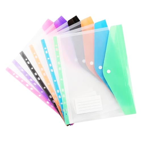 JTENGYAO Dokumententaschen aus Kunststoff, A4, gelocht, erweiterbar, mit Knopf, für mehr als 200 Blatt, Registerkarten und 3-Ringbücher für Schule, Büro, Zuhause und Reisen (horizontal) von JTENGYAO
