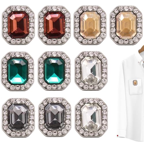 10 Stück Vintage Strass Knöpfe mit Perlen, Gold Blume Zierknöpfe aus Metall zum Annähen, Kristall Knöpfe für Dirndl, Mantel, Blazer, DIY Schmuck & Hochzeitsdeko (1) von JTHTJOK