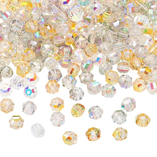 100 Stück Bunte Facettierte Glasperlen Zum Auffädeln AB-Farbe Runde Perlen für Schmuckherstellung, DIY Armbänder, Halsketten, Ohrringe, Basteln Perlen zum Basteln 8mm/10mm (Farben) von JTHTJOK