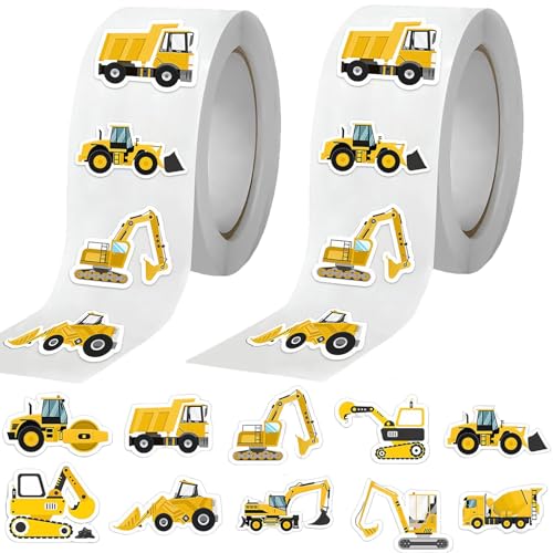 1000 Stück Bagger Aufkleber für Kinder 10 Verschiedene Baustellen-Motive Auto & Traktor Sticker Rolle für Jungen & Mädchen – Kindergeburtstag Mitgebsel, Schule, Partydeko 1000 Stück Bagger Aufkleber für Kinder 10 Verschiedene Baustellen-Motive Auto & Traktor Sticker Rolle für Jungen & Mädchen – Kindergeburtstag Mitgebsel, Schule, Partydeko von JTHTJOK
