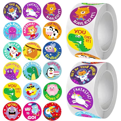 1000 Stück Motivationsaufkleber für Kinder 18 Tiermotive, 4cm Selbstklebende Belohnungsaufkleber Süße Lob-Sticker für Lehrer & Eltern – Sticker für Grundschule, Unterricht, Zuhause 1000 Stück Motivationsaufkleber für Kinder 18 Tiermotive, 4cm Selbstklebende Belohnungsaufkleber Süße Lob-Sticker für Lehrer & Eltern – Sticker für Grundschule, Unterricht, Zuhause von JTHTJOK