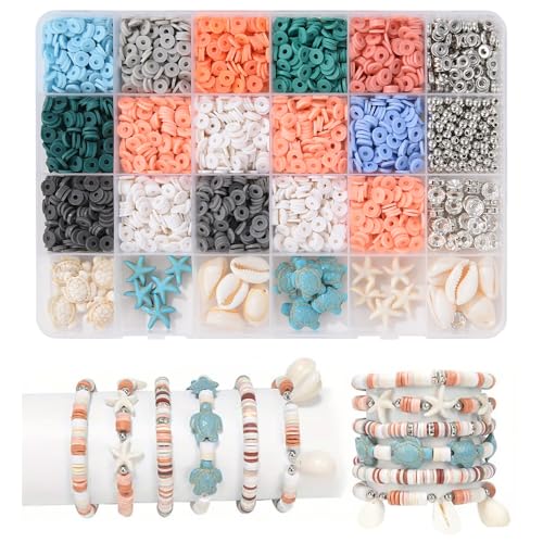 2000 Stück 6mm Heishi Perlen Set 24 Farben Polymer Clay Perlen zum Auffädeln, DIY Schmuck Bastelset mit Zubehör für Armbänder, Halsketten & Ohrringe, Schmuckherstellung für Erwachsene & Teenager 2000 Stück 6mm Heishi Perlen Set 24 Farben Polymer Clay Perlen zum Auffädeln, DIY Schmuck Bastelset mit Zubehör für Armbänder, Halsketten & Ohrringe, Schmuckherstellung für Erwachsene & Teenager von JTHTJOK