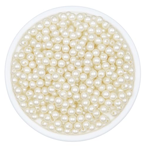 900 Stück Bastelperlen 6mm Kunstperlen Weiß/Elfenbein mit Loch, Perlen zum Basteln und Aufnähen für Armbänder, Halsketten, Hochzeit, Deko & DIY Schmuckherstellung 900 Stück Bastelperlen 6mm Kunstperlen Weiß/Elfenbein mit Loch, Perlen zum Basteln und Aufnähen für Armbänder, Halsketten, Hochzeit, Deko & DIY Schmuckherstellung von JTHTJOK