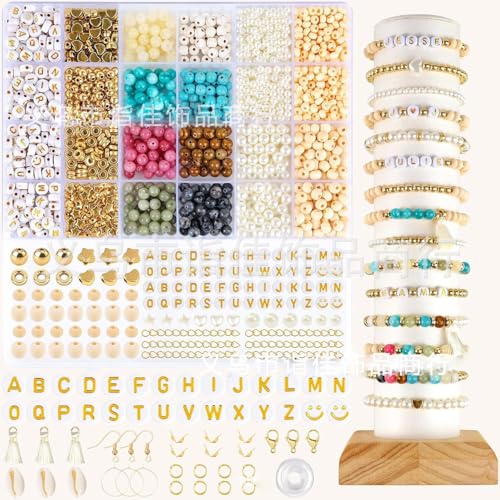 Natürliche Amazonit Edelstein Perlen Set Perlen für Armbänder zum Auffädeln für DIY Armbänder, Halsketten, Ohrringe Boho Stil mit perlen für Kinder und Erwachsene Schmuck Basteln Kit (2) von JTHTJOK