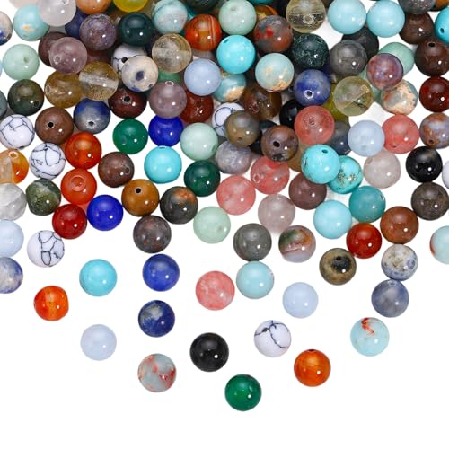 Perlen für Armbänder 100 Stück 8mm Regenbogen Achat Perlen Runde Natursteinperlen mit Loch Bunte Edelsteine zum Auffädeln für DIY Schmuck, Armbänder & Halsketten Basteln (Gemischte Farben) von JTHTJOK