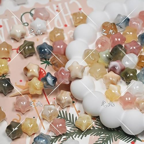 Perlen zum Auffädeln 100 Stück Herz perlen Set Bunte Acrylperlen für DIY Schmuckherstellung Perfekt zum Auffädeln für Armbänder, Halsketten & Ohrringe 10mm perlen mit Loch (Sterne) von JTHTJOK