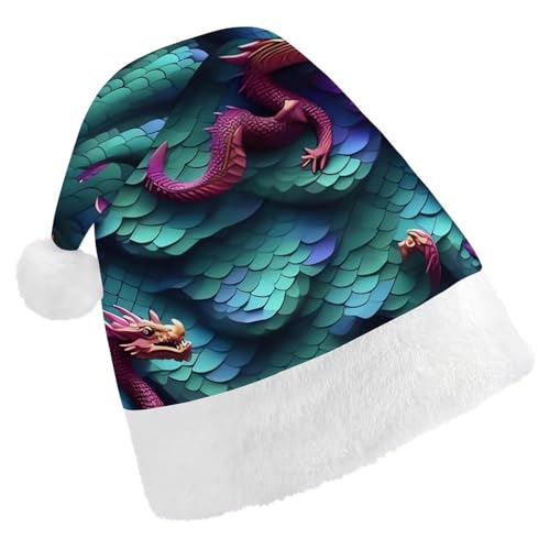 JTKBNVM 3D Magische Drachenschuppen Weihnachtsmütze für Damen Herren Nikolausmütze für Erwachsene Rote Mütze Kurzer Plüsch mit weißen Bündchen JTKBNVM 3D Magische Drachenschuppen Weihnachtsmütze für Damen Herren Nikolausmütze für Erwachsene Rote Mütze Kurzer Plüsch mit weißen Bündchen von JTKBNVM
