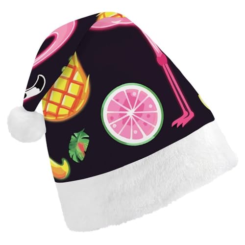 JTKBNVM Ananas Banane Flamingo Weihnachtsmütze für Damen Herren Nikolausmütze für Erwachsene Rote Mütze Kurzer Plüsch mit weißen Bündchen JTKBNVM Ananas Banane Flamingo Weihnachtsmütze für Damen Herren Nikolausmütze für Erwachsene Rote Mütze Kurzer Plüsch mit weißen Bündchen von JTKBNVM