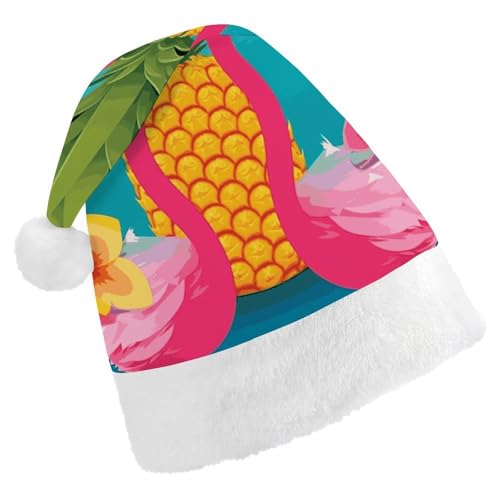 JTKBNVM Ananas Flamingo Weihnachtsmütze für Damen Herren Nikolausmütze für Erwachsene Rote Mütze Kurzer Plüsch mit weißen Bündchen JTKBNVM Ananas Flamingo Weihnachtsmütze für Damen Herren Nikolausmütze für Erwachsene Rote Mütze Kurzer Plüsch mit weißen Bündchen von JTKBNVM