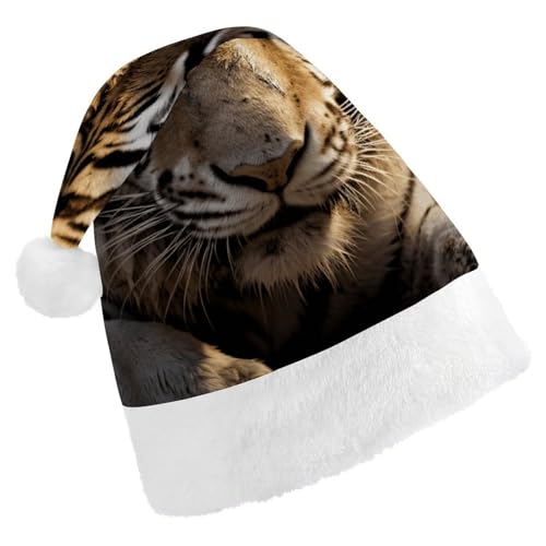 JTKBNVM Animal Tiger Weihnachtsmütze für Damen Herren Nikolausmütze für Erwachsene Rote Mütze Kurzer Plüsch mit weißen Bündchen JTKBNVM Animal Tiger Weihnachtsmütze für Damen Herren Nikolausmütze für Erwachsene Rote Mütze Kurzer Plüsch mit weißen Bündchen von JTKBNVM
