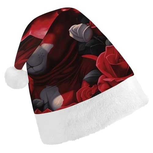 JTKBNVM Bär unter den Rosen Weihnachtsmütze für Damen Herren Nikolausmütze für Erwachsene Rote Mütze Kurzer Plüsch mit weißen Bündchen JTKBNVM Bär unter den Rosen Weihnachtsmütze für Damen Herren Nikolausmütze für Erwachsene Rote Mütze Kurzer Plüsch mit weißen Bündchen von JTKBNVM