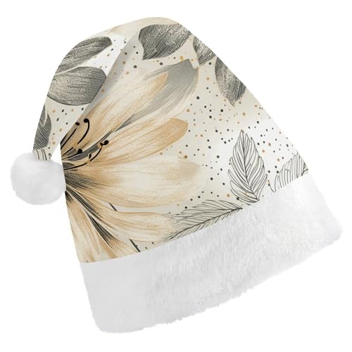 JTKBNVM Beige und Weiß gestreifte Weihnachtsmütze für Damen und Herren, Nikolausmütze für Erwachsene, rote Mütze, kurzer Plüsch mit weißen Bündchen JTKBNVM Beige und Weiß gestreifte Weihnachtsmütze für Damen und Herren, Nikolausmütze für Erwachsene, rote Mütze, kurzer Plüsch mit weißen Bündchen von JTKBNVM