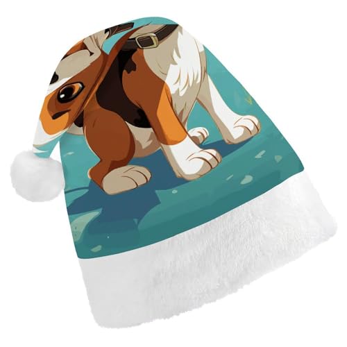 JTKBNVM Cartoon Beagle Hund Weihnachtsmütze für Damen Herren Nikolausmütze für Erwachsene Rote Mütze Kurzer Plüsch mit weißen Bündchen JTKBNVM Cartoon Beagle Hund Weihnachtsmütze für Damen Herren Nikolausmütze für Erwachsene Rote Mütze Kurzer Plüsch mit weißen Bündchen von JTKBNVM
