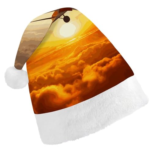 JTKBNVM Flugzeugflugzeug bei Sonnenuntergang Weihnachtsmütze für Damen Herren Nikolausmütze für Erwachsene Rote Mütze Kurzer Plüsch mit weißen Bündchen JTKBNVM Flugzeugflugzeug bei Sonnenuntergang Weihnachtsmütze für Damen Herren Nikolausmütze für Erwachsene Rote Mütze Kurzer Plüsch mit weißen Bündchen von JTKBNVM