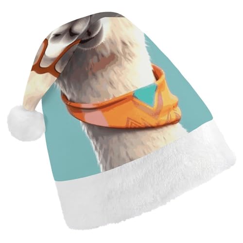JTKBNVM Lustige Cartoon-Llama-Weihnachtsmütze für Damen und Herren, Weihnachtsmannmütze für Erwachsene, rote Mütze, kurzer Plüsch mit weißen Manschetten JTKBNVM Lustige Cartoon-Llama-Weihnachtsmütze für Damen und Herren, Weihnachtsmannmütze für Erwachsene, rote Mütze, kurzer Plüsch mit weißen Manschetten von JTKBNVM