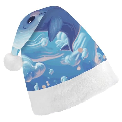 JTKBNVM Niedliche Fisch-Weihnachtsmütze für Damen und Herren, Nikolausmütze für Erwachsene, rote Mütze, kurzer Plüsch mit weißen Manschetten JTKBNVM Niedliche Fisch-Weihnachtsmütze für Damen und Herren, Nikolausmütze für Erwachsene, rote Mütze, kurzer Plüsch mit weißen Manschetten von JTKBNVM