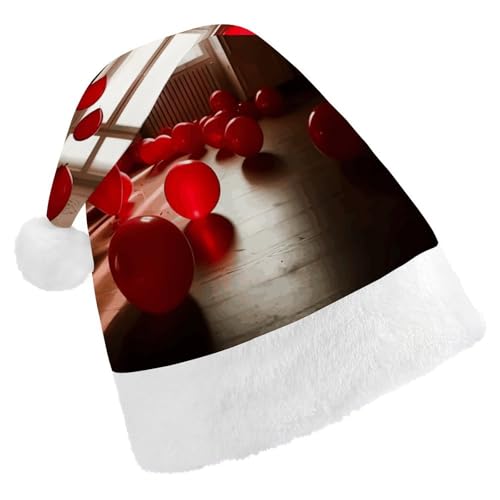 JTKBNVM Rote Luftballons im Zimmer Weihnachtsmütze für Damen Herren Nikolausmütze für Erwachsene Rote Mütze Kurzer Plüsch mit weißen Bündchen JTKBNVM Rote Luftballons im Zimmer Weihnachtsmütze für Damen Herren Nikolausmütze für Erwachsene Rote Mütze Kurzer Plüsch mit weißen Bündchen von JTKBNVM