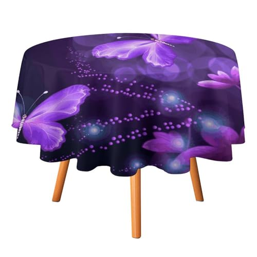 JTKBNVM Schöne Lila Tischdecke Tischdecke Runde Tischdecke Wasserdicht Tischdecke Picknick Tischdecke Esstisch Abdeckung Party Tischdecke Waschbar Tischdecke 91,4 x 91,4 cm Tischdecken von JTKBNVM