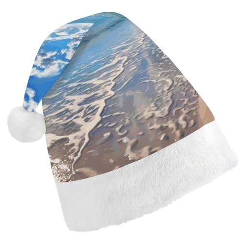 JTKBNVM Schöne Wolke Strand Weihnachtsmütze für Damen Herren Nikolausmütze für Erwachsene Rote Mütze Kurzer Plüsch mit weißen Bündchen JTKBNVM Schöne Wolke Strand Weihnachtsmütze für Damen Herren Nikolausmütze für Erwachsene Rote Mütze Kurzer Plüsch mit weißen Bündchen von JTKBNVM