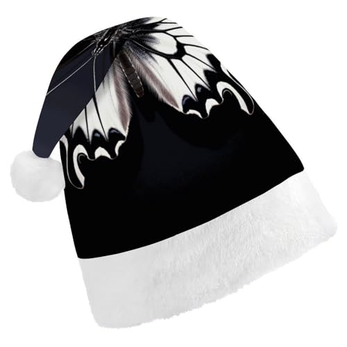JTKBNVM Schwarz Weiß Schmetterling Weihnachtsmütze für Damen Herren Nikolausmütze für Erwachsene Rote Mütze Kurzer Plüsch mit weißen Bündchen JTKBNVM Schwarz Weiß Schmetterling Weihnachtsmütze für Damen Herren Nikolausmütze für Erwachsene Rote Mütze Kurzer Plüsch mit weißen Bündchen von JTKBNVM