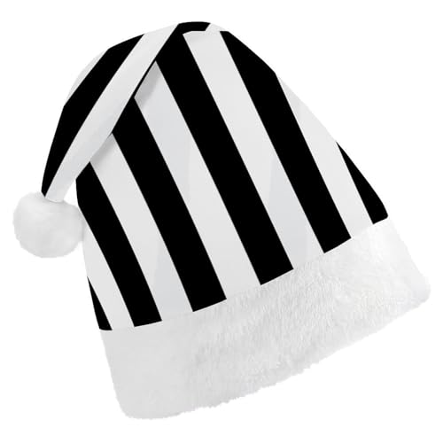 JTKBNVM Schwarz-weiß gestreifte Weihnachtsmütze für Damen und Herren, Nikolausmütze für Erwachsene, rote Mütze, kurzer Plüsch mit weißen Bündchen JTKBNVM Schwarz-weiß gestreifte Weihnachtsmütze für Damen und Herren, Nikolausmütze für Erwachsene, rote Mütze, kurzer Plüsch mit weißen Bündchen von JTKBNVM