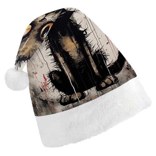 JTKBNVM Schwarze Katze Druck Weihnachtsmütze für Damen Herren Nikolausmütze für Erwachsene Rote Mütze Kurzer Plüsch mit weißen Bündchen JTKBNVM Schwarze Katze Druck Weihnachtsmütze für Damen Herren Nikolausmütze für Erwachsene Rote Mütze Kurzer Plüsch mit weißen Bündchen von JTKBNVM