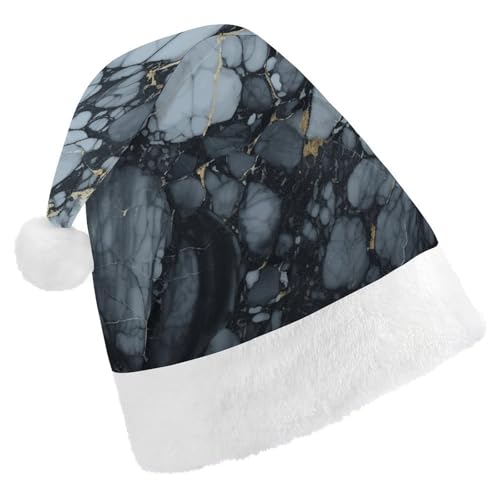 JTKBNVM Schwarze strukturierte Marmor-Weihnachtsmütze für Damen und Herren, Nikolausmütze für Erwachsene, rote Mütze, kurzer Plüsch mit weißen Bündchen JTKBNVM Schwarze strukturierte Marmor-Weihnachtsmütze für Damen und Herren, Nikolausmütze für Erwachsene, rote Mütze, kurzer Plüsch mit weißen Bündchen von JTKBNVM