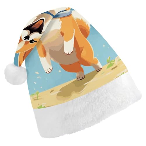 JTKBNVM Süße Shiba Inu Weihnachtsmütze für Damen Herren Nikolausmütze für Erwachsene Rote Mütze Kurzer Plüsch mit weißen Bündchen JTKBNVM Süße Shiba Inu Weihnachtsmütze für Damen Herren Nikolausmütze für Erwachsene Rote Mütze Kurzer Plüsch mit weißen Bündchen von JTKBNVM