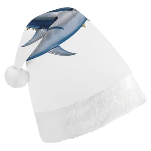 JTKBNVM Thunfisch Thunnus Weihnachtsmütze für Damen Herren Nikolausmütze für Erwachsene Rote Mütze Kurzer Plüsch mit weißen Bündchen JTKBNVM Thunfisch Thunnus Weihnachtsmütze für Damen Herren Nikolausmütze für Erwachsene Rote Mütze Kurzer Plüsch mit weißen Bündchen von JTKBNVM