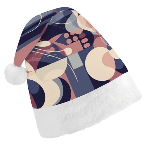 JTKBNVM Weihnachtsmütze mit abstrakten geometrischen Linien für Damen und Herren, Weihnachtsmannmütze für Erwachsene, rote Mütze, kurzer Plüsch mit weißen Bündchen JTKBNVM Weihnachtsmütze mit abstrakten geometrischen Linien für Damen und Herren, Weihnachtsmannmütze für Erwachsene, rote Mütze, kurzer Plüsch mit weißen Bündchen von JTKBNVM