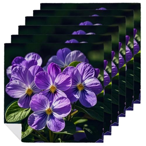 Stoffservietten, Dinnerservietten, Veilchen in Blüte, elegante Servietten, Set mit 6 Stück, Küchenservietten, wiederverwendbare Servietten, Tischdekoration für Hochzeit, Party, Restaurant, den Stoffservietten, Dinnerservietten, Veilchen in Blüte, elegante Servietten, Set mit 6 Stück, Küchenservietten, wiederverwendbare Servietten, Tischdekoration für Hochzeit, Party, Restaurant, den von JTKLQBN