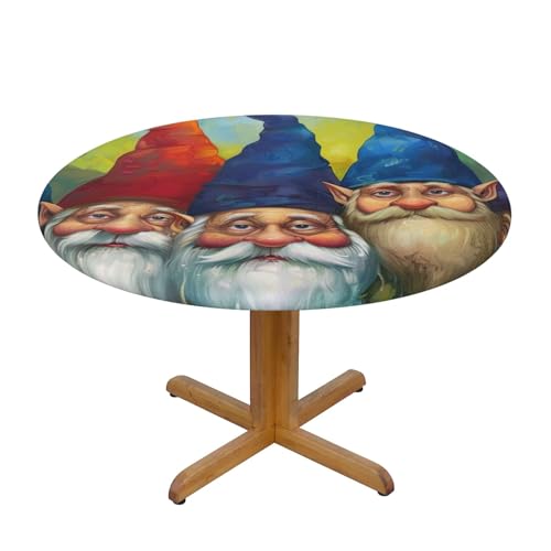 JTKREZ Bunte Zwerge bedruckte runde Tischdecke, waschbar, dekorative Tischdecke, elastischer Rand, Tischdecke für drinnen und draußen, 122 cm JTKREZ Bunte Zwerge bedruckte runde Tischdecke, waschbar, dekorative Tischdecke, elastischer Rand, Tischdecke für drinnen und draußen, 122 cm von JTKREZ