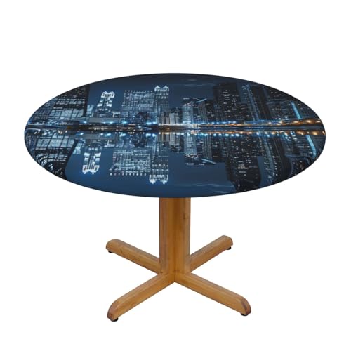 JTKREZ Chicago Tischdecke, reflektierend, bedruckt, rund, 137 cm, waschbar, dekorative Tischdecke, elastischer Rand, Tischdecke für drinnen und draußen JTKREZ Chicago Tischdecke, reflektierend, bedruckt, rund, 137 cm, waschbar, dekorative Tischdecke, elastischer Rand, Tischdecke für drinnen und draußen von JTKREZ