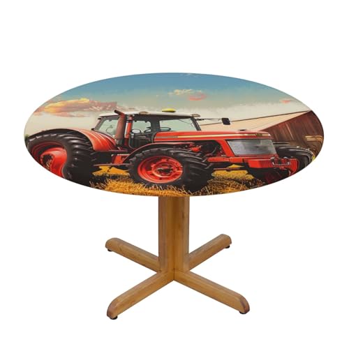 JTKREZ Company Tischdecke mit Traktormotiv, bedruckt, rund, waschbar, dekorative Tischdecke, elastischer Rand, Tischdecke für drinnen und draußen, 122 cm JTKREZ Company Tischdecke mit Traktormotiv, bedruckt, rund, waschbar, dekorative Tischdecke, elastischer Rand, Tischdecke für drinnen und draußen, 122 cm von JTKREZ