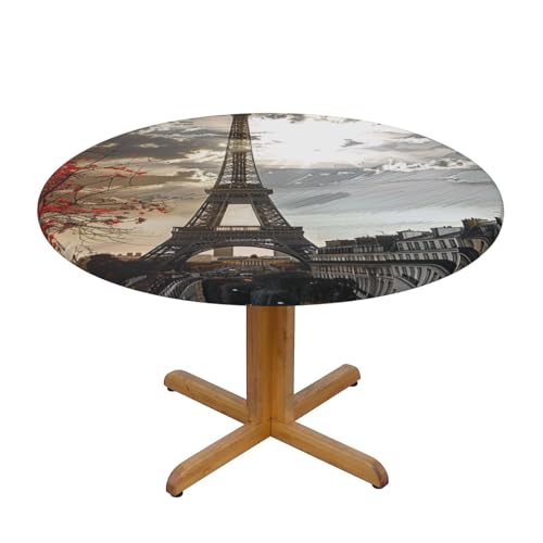 JTKREZ Paris bedruckte runde Tischdecke, waschbar, dekorative Tischdecke, elastischer Rand, Tischdecke für drinnen und draußen, 122 cm JTKREZ Paris bedruckte runde Tischdecke, waschbar, dekorative Tischdecke, elastischer Rand, Tischdecke für drinnen und draußen, 122 cm von JTKREZ