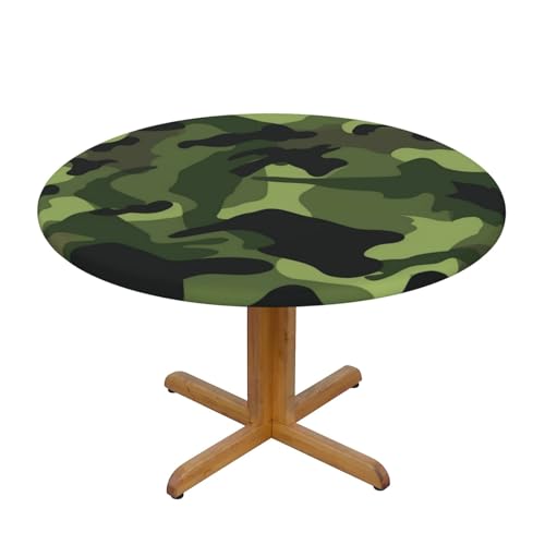 JTKREZ Runde Tischdecke, Camouflage, grün, bedruckt, 137 cm, waschbar, dekorative Tischdecke, elastischer Rand, Tischdecke für drinnen und draußen JTKREZ Runde Tischdecke, Camouflage, grün, bedruckt, 137 cm, waschbar, dekorative Tischdecke, elastischer Rand, Tischdecke für drinnen und draußen von JTKREZ