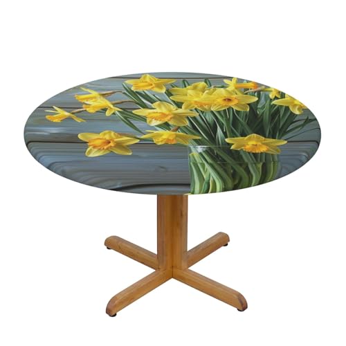 JTKREZ Runde Tischdecke, Motiv: Strauß Narzissen, 137 cm, waschbar, dekorative Tischdecke, elastischer Rand, Tischdecke für drinnen und draußen, 137 cm JTKREZ Runde Tischdecke, Motiv: Strauß Narzissen, 137 cm, waschbar, dekorative Tischdecke, elastischer Rand, Tischdecke für drinnen und draußen, 137 cm von JTKREZ