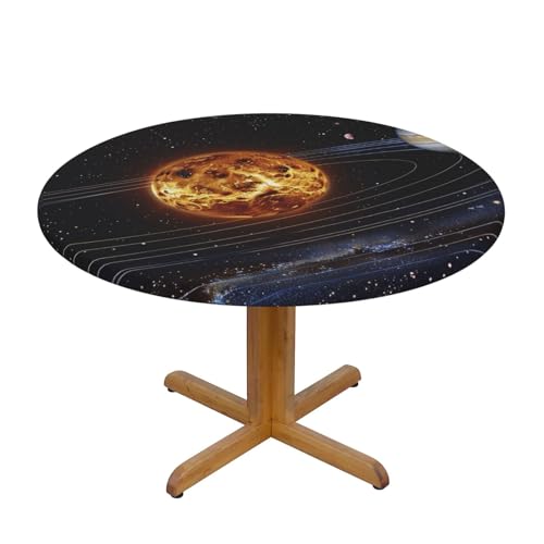 JTKREZ Runde Tischdecke, Motiv: Weltraum, Galaxie, Sonnensystem, bedruckt, 137 cm, waschbar, dekorative Tischdecke, elastischer Rand, Tischdecke für drinnen und draußen JTKREZ Runde Tischdecke, Motiv: Weltraum, Galaxie, Sonnensystem, bedruckt, 137 cm, waschbar, dekorative Tischdecke, elastischer Rand, Tischdecke für drinnen und draußen von JTKREZ